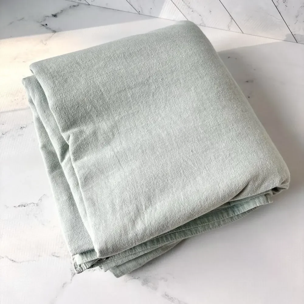 KENNETH COLE Queen Yarn Dyed Mineral Linen Duvet Cover In Sea Glass Coastal